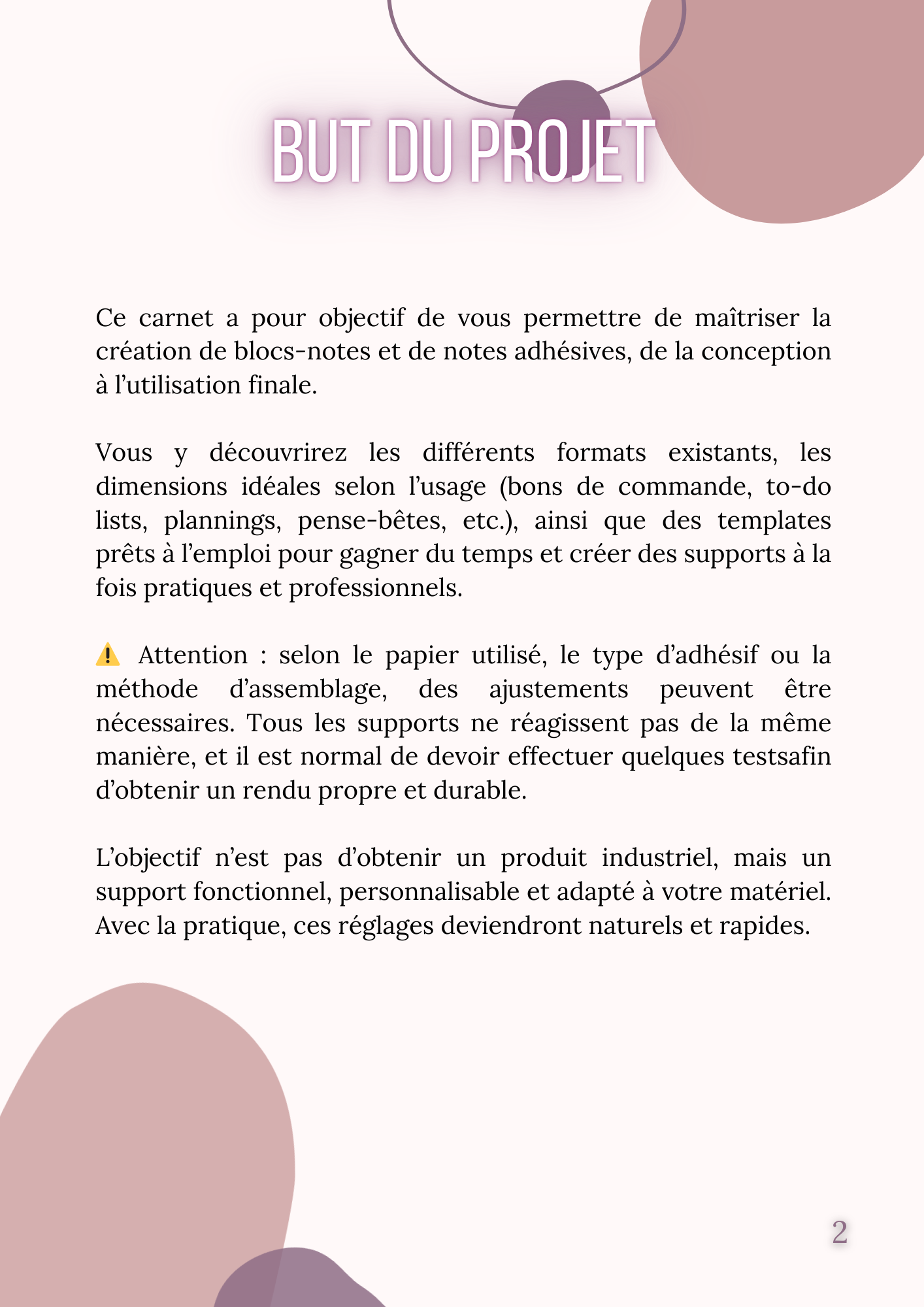 CARNET TUTORIEL BLOC NOTE & NOTE ADHESIVE (type post-it)