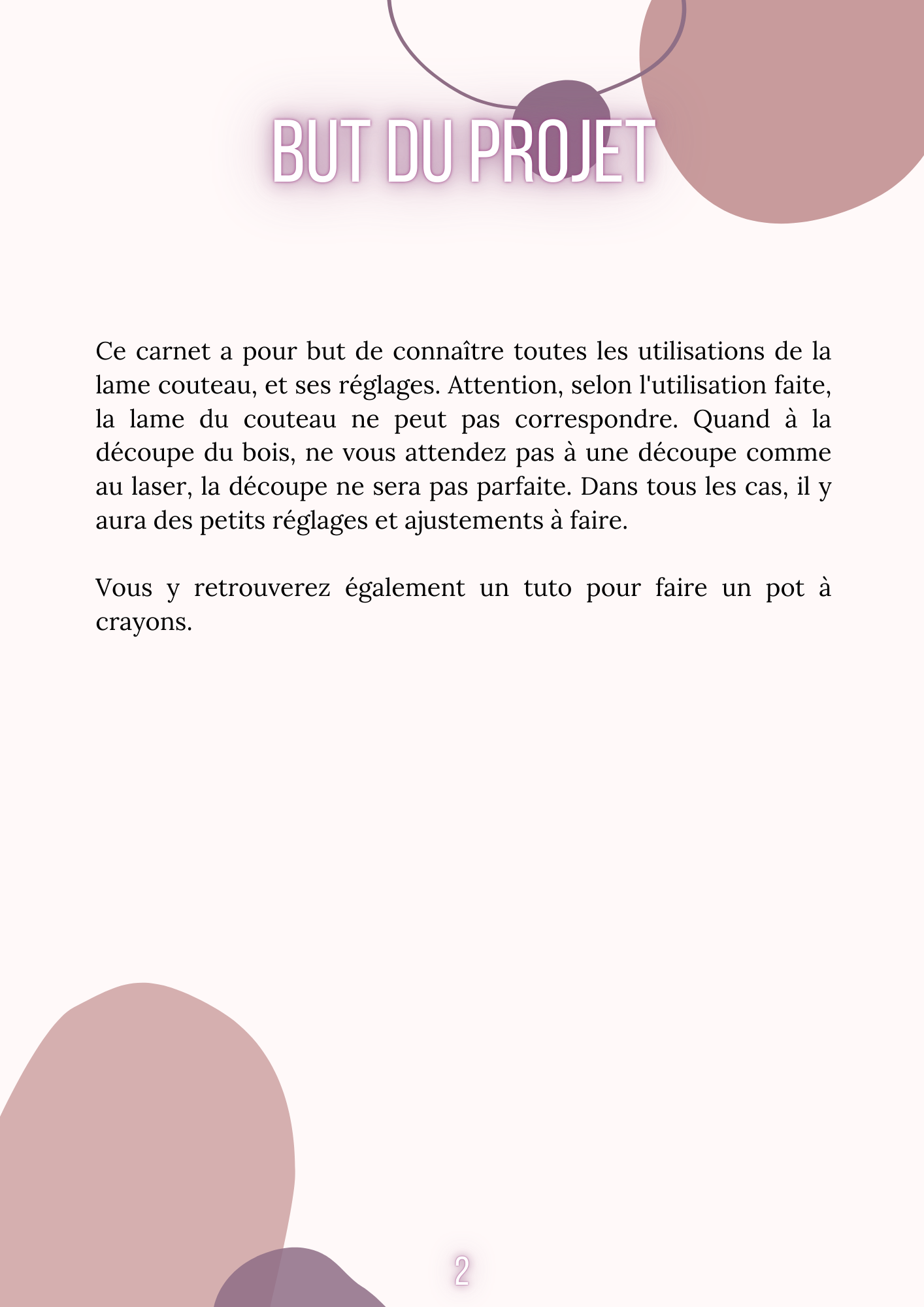 CARNET TUTO LAME COUTEAU
