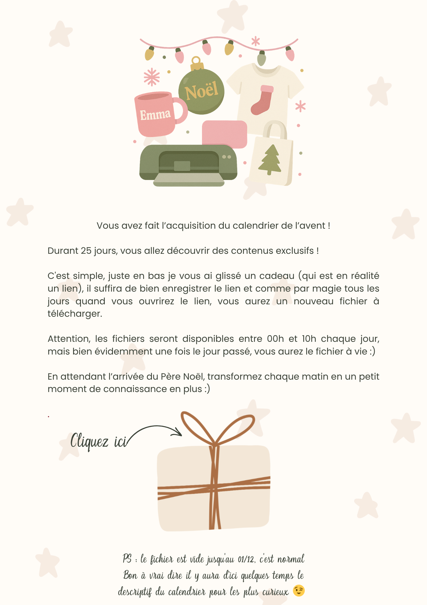 CALENDRIER DE L'AVENT PERSONNALISATION 2025