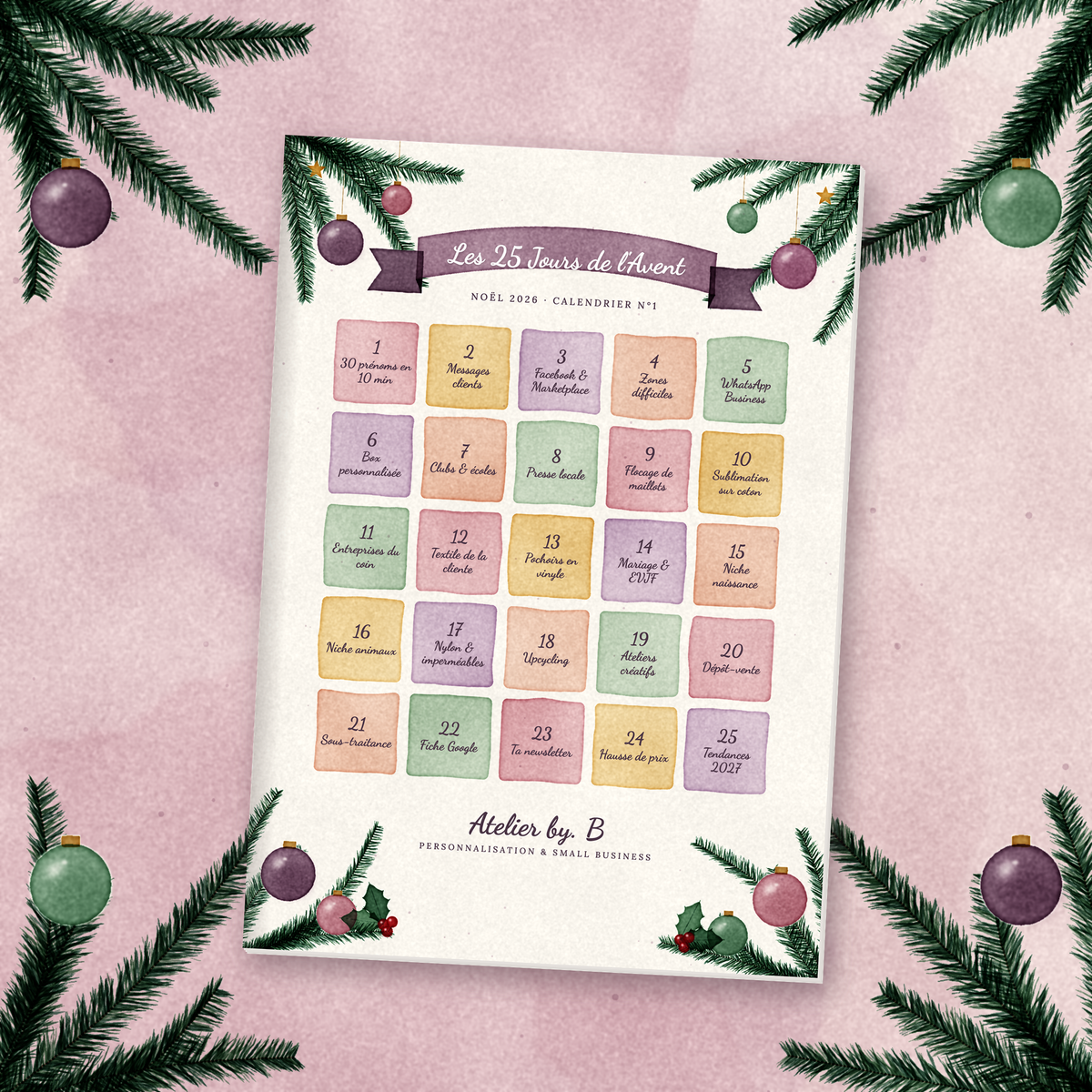 Calendrier de l'Avent Noël 2026 · Personnalisation & Small Business