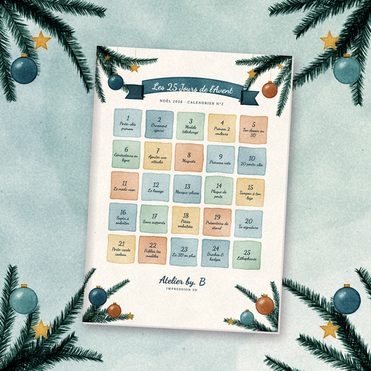 Calendrier de l'Avent Noël 2026 · Impression 3D