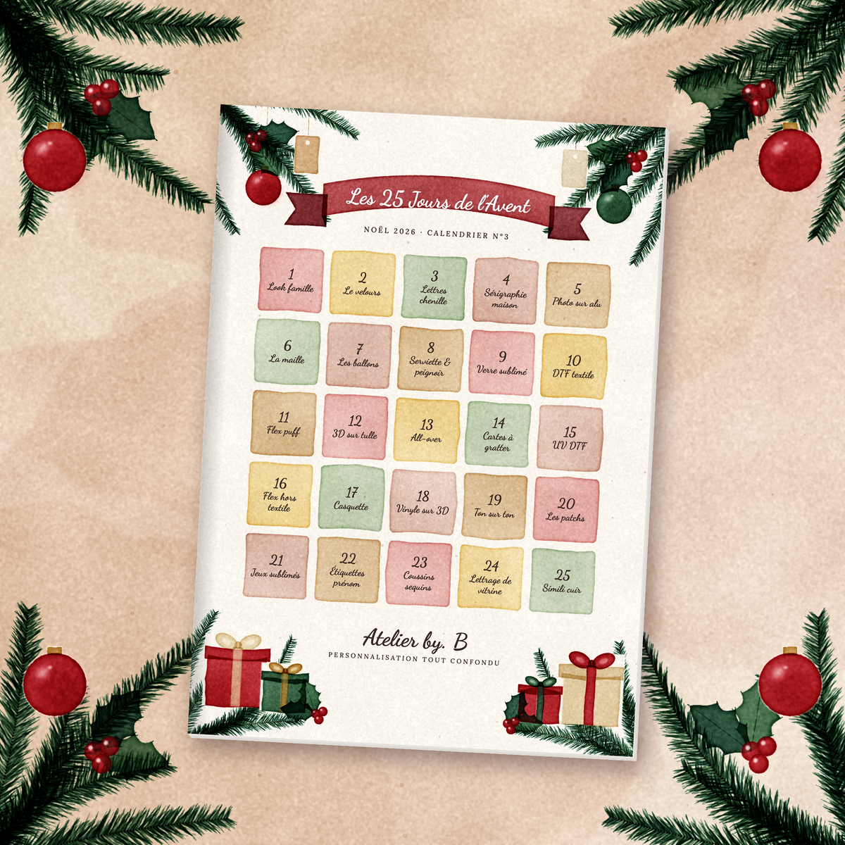 Calendrier de l'Avent Noël 2026 · Personnalisation tout confondu