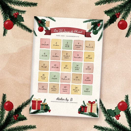 Calendrier de l'Avent Noël 2026 · Personnalisation tout confondu