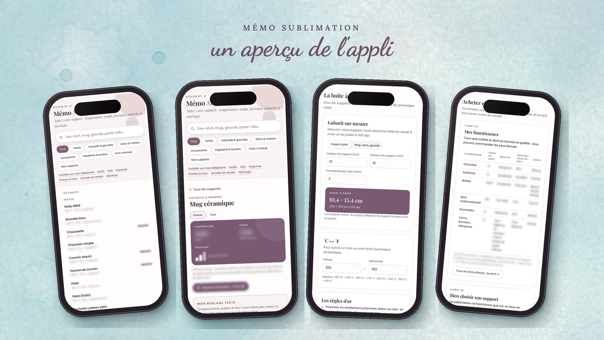 Accès à l'appli Mémo Sublimation (à vie)